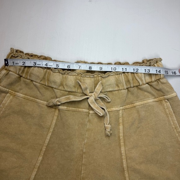 Easel Womens Mineral Wash Terry Knit Wide Leg Cargo Pants Camel Pants Large Boho - Picture 5 of 10